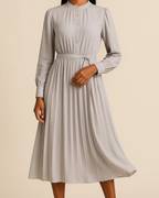 Ania Grey Long Sleeve Button Dress