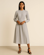Ania Grey Long Sleeve Button Dress