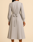 Ania Grey Long Sleeve Button Dress