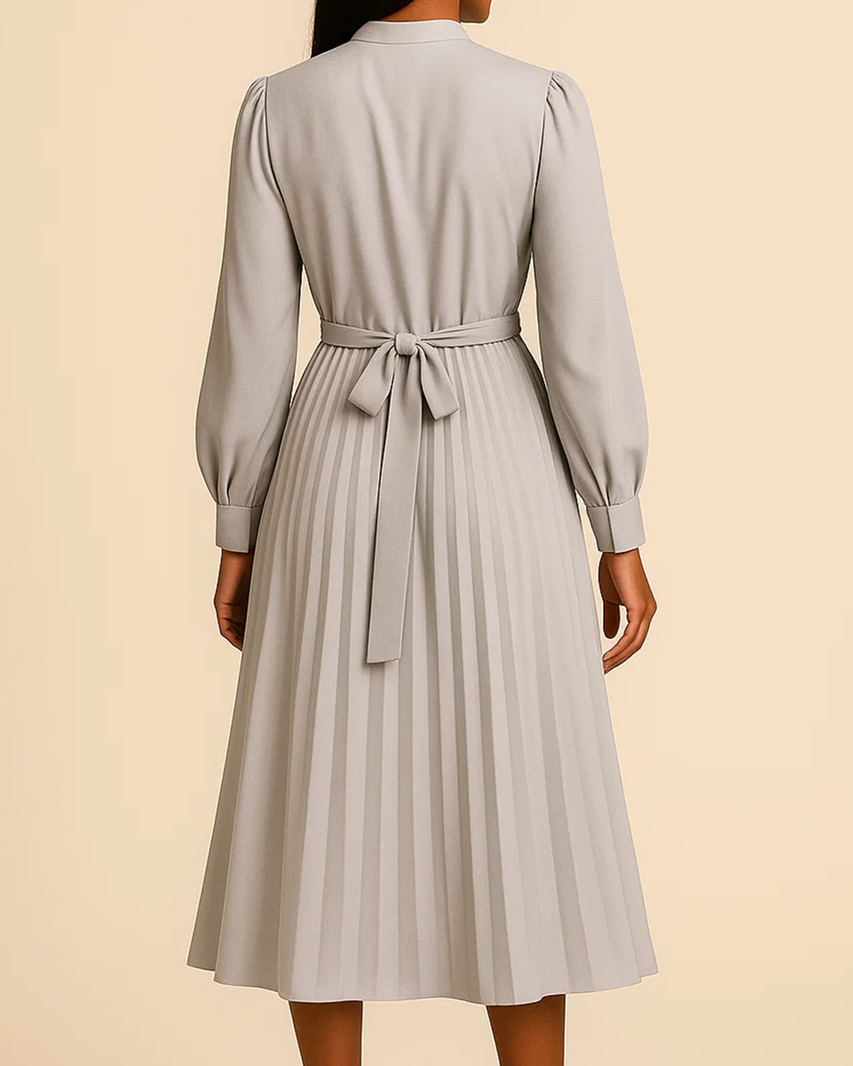 Ania Grey Long Sleeve Button Dress