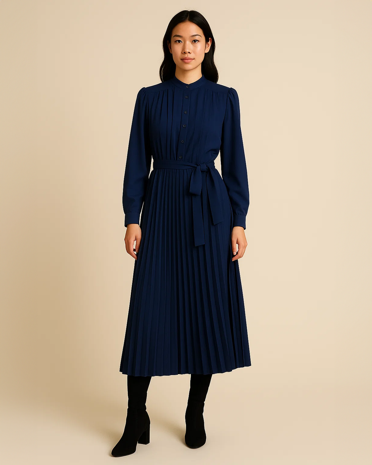 Ania Blue Long Sleeve Dress Casual