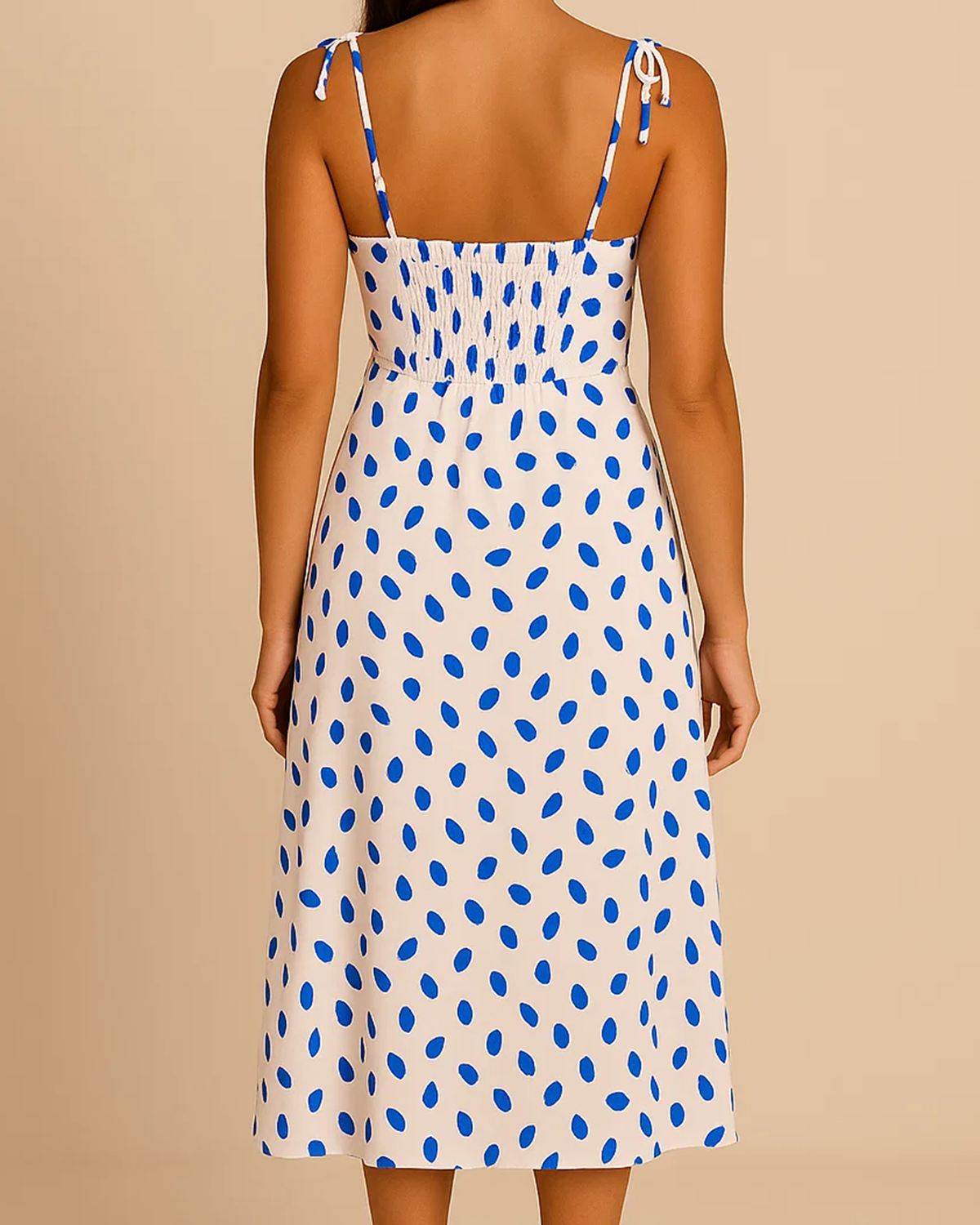 Callie White Chiffon Midi Dress with Tie Straps