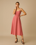 Jae Pink Backless Dress with Bow - Pink Midi Dress