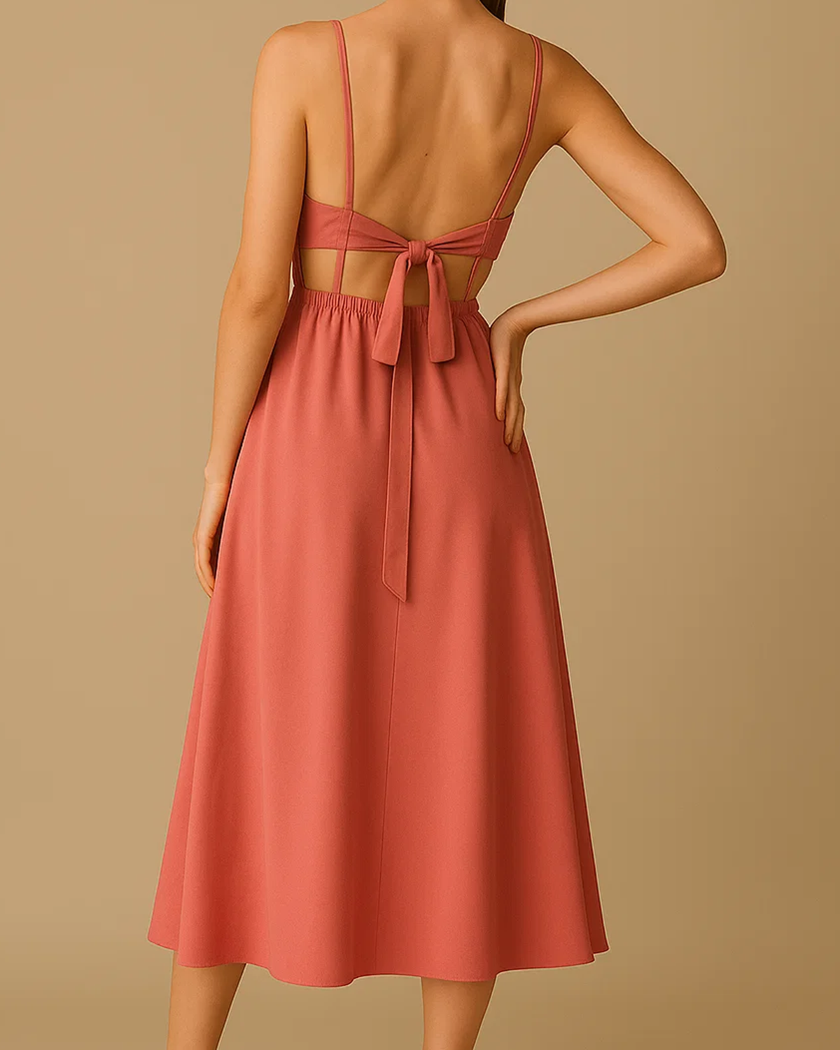 Jae Pink Backless Dress with Bow - Pink Midi Dress ADKN Jae Pink Backless Dress with Bow - Pink Midi Dress ADKN
