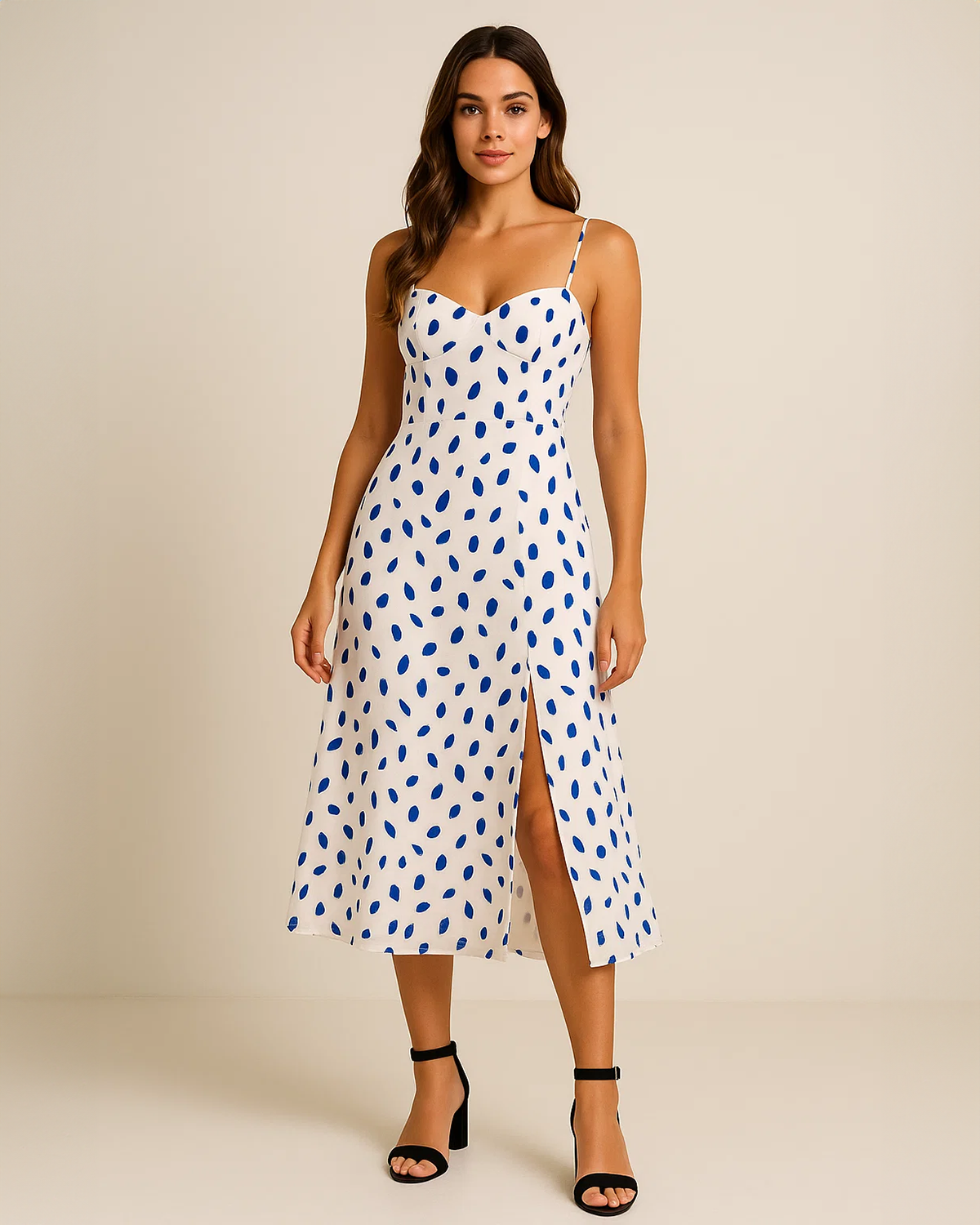 Callie White Chiffon Midi Dress with Tie Straps