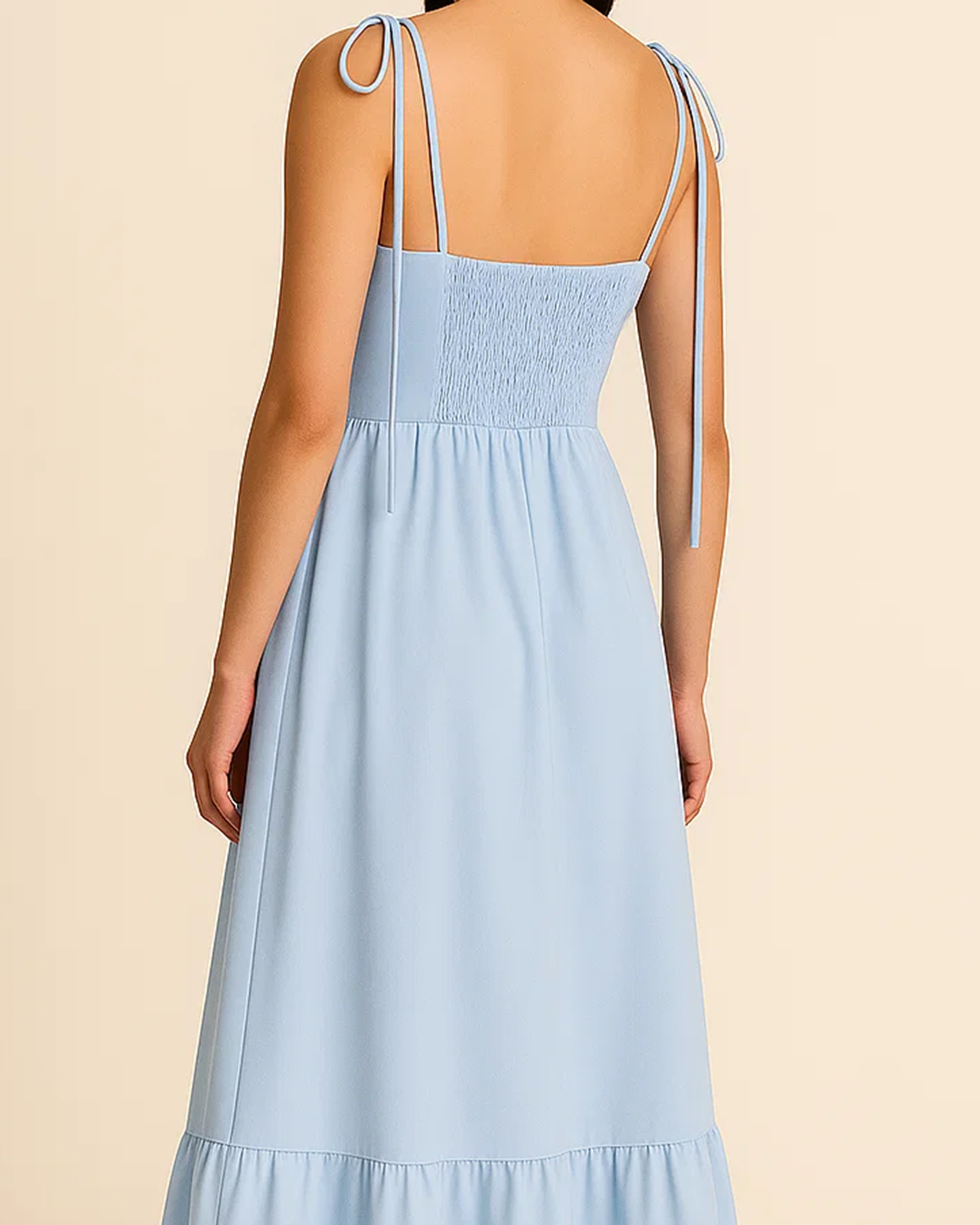 Isabella Light Blue Tie-Strap Maxi Dress – Sustainable, Soft & Vegan