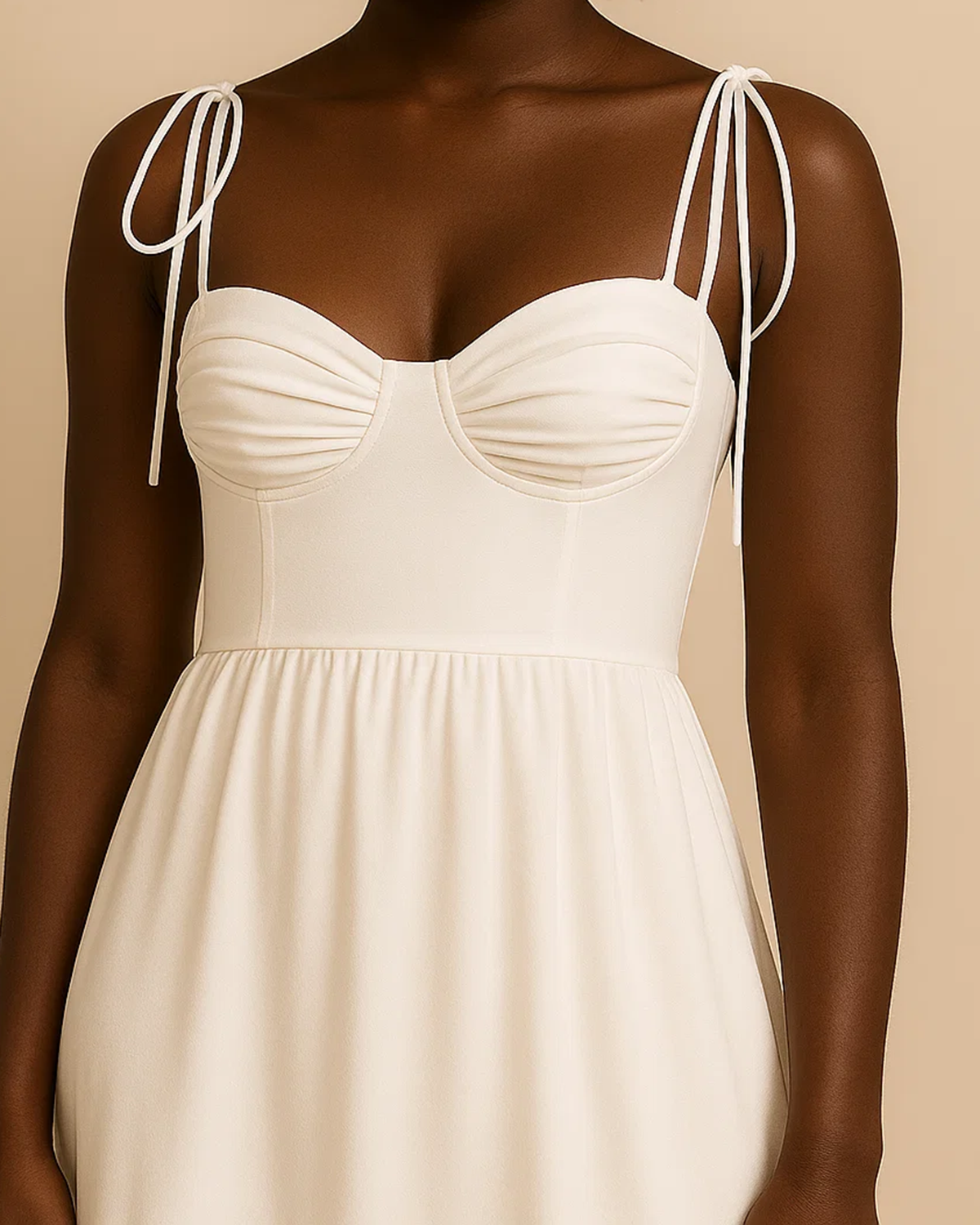 Isabella Ivory White Tie-Strap Maxi Dress