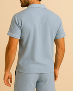 Men’s Cotton Muslin Pyjama Shorts Set – Lightweight Button-Up PJS