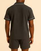 Men’s Cotton Muslin Pyjama Shorts Set – Lightweight Button-Up PJS