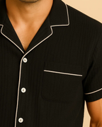 Men’s Cotton Muslin Pyjama Shorts Set – Lightweight Button-Up PJS