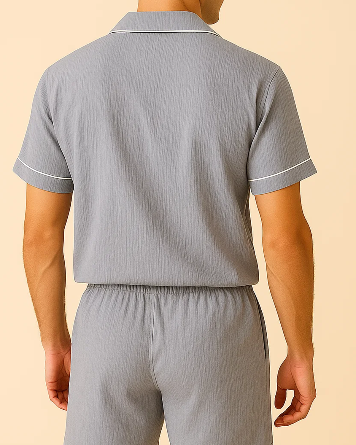 Men’s Cotton Muslin Pyjama Shorts Set – Lightweight Button-Up PJS