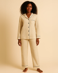 Women's Cotton Crepe Polka Dot Pyjama Set – Lightweight Button-Up Sleepwear