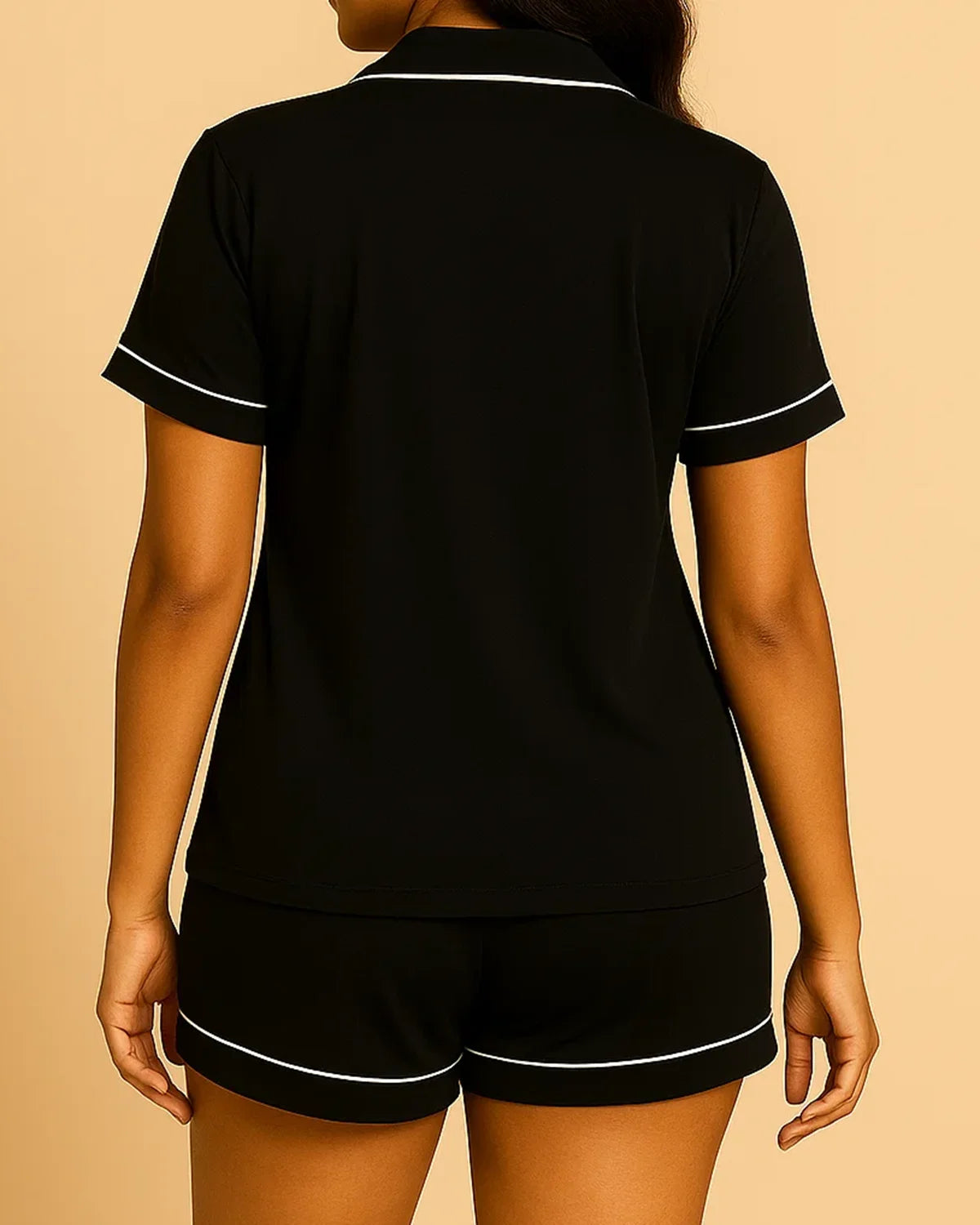 Short Sleeve Bamboo Shorts Pyjama Set – Lapel Button-Up Pyjamas for Summer