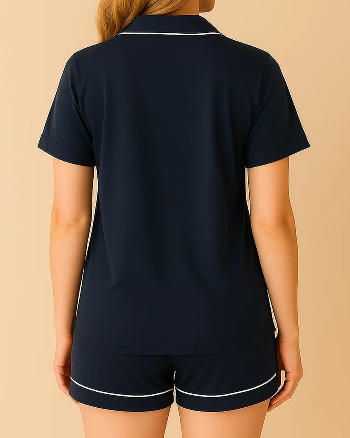 Short Sleeve Bamboo Shorts Pyjama Set – Lapel Button-Up Pyjamas for Summer