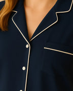 Short Sleeve Bamboo Shorts Pyjama Set – Lapel Button-Up Pyjamas for Summer