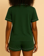 Short Sleeve Bamboo Shorts Pyjama Set – Lapel Button-Up Pyjamas for Summer