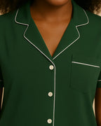 Short Sleeve Bamboo Shorts Pyjama Set – Lapel Button-Up Pyjamas for Summer