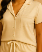 Short Sleeve Bamboo Shorts Pyjama Set – Lapel Button-Up Pyjamas for Summer