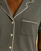 Short Sleeve Bamboo Shorts Pyjama Set – Lapel Button-Up Pyjamas for Summer