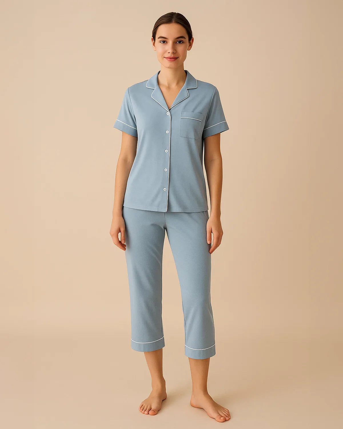 Bamboo Summer Capri Short Sleeve Pyjamas
