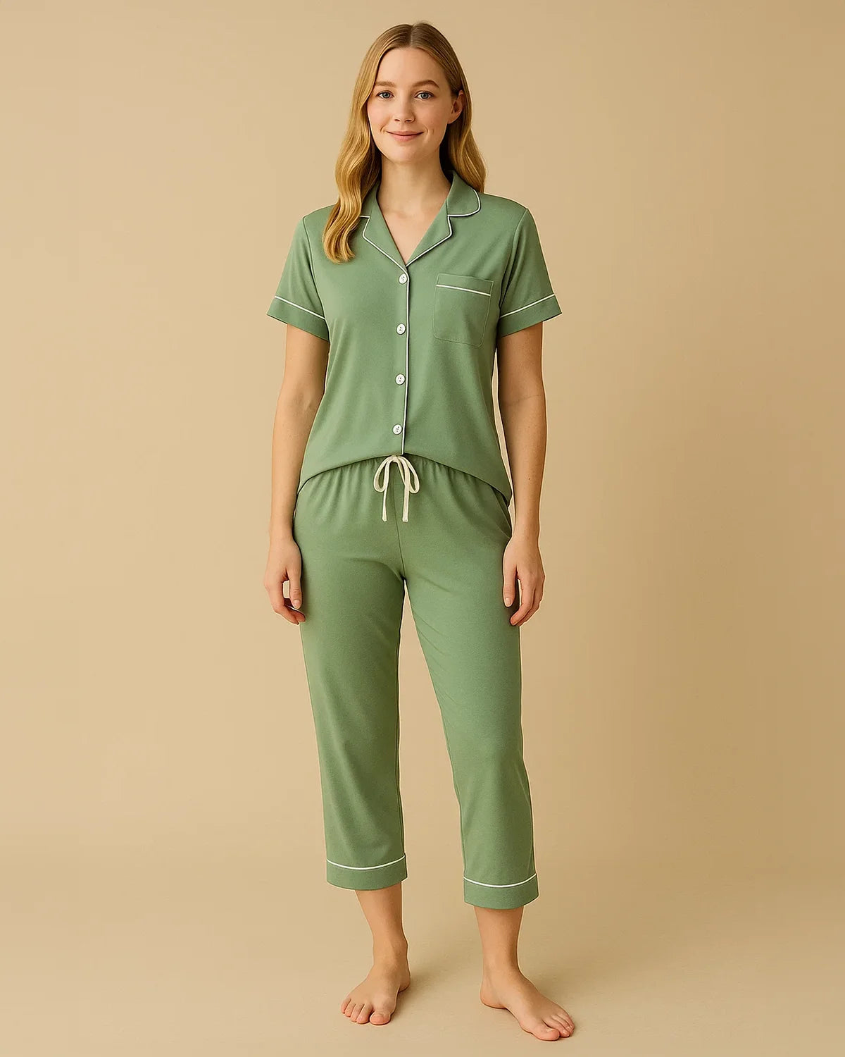 Bamboo Summer Capri Short Sleeve Pyjamas