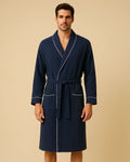 Men Organic Muslin Cotton Robe - Lightweight Breathable Robe for Men