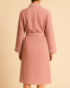 Women Organic Muslin Cotton Robe - Lightweight Breathable Ladies Dressing Gown