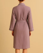 Women Organic Muslin Cotton Robe - Lightweight Breathable Ladies Dressing Gown