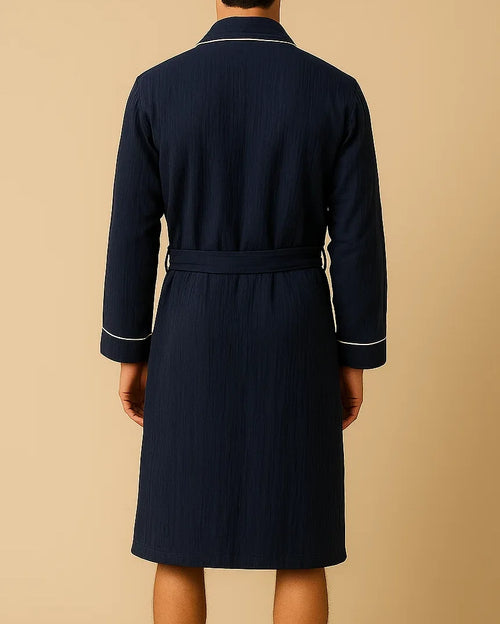 Men Organic Muslin Cotton Robe - Lightweight Breathable Robe for Men