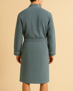 Men Organic Muslin Cotton Robe - Lightweight Breathable Robe for Men