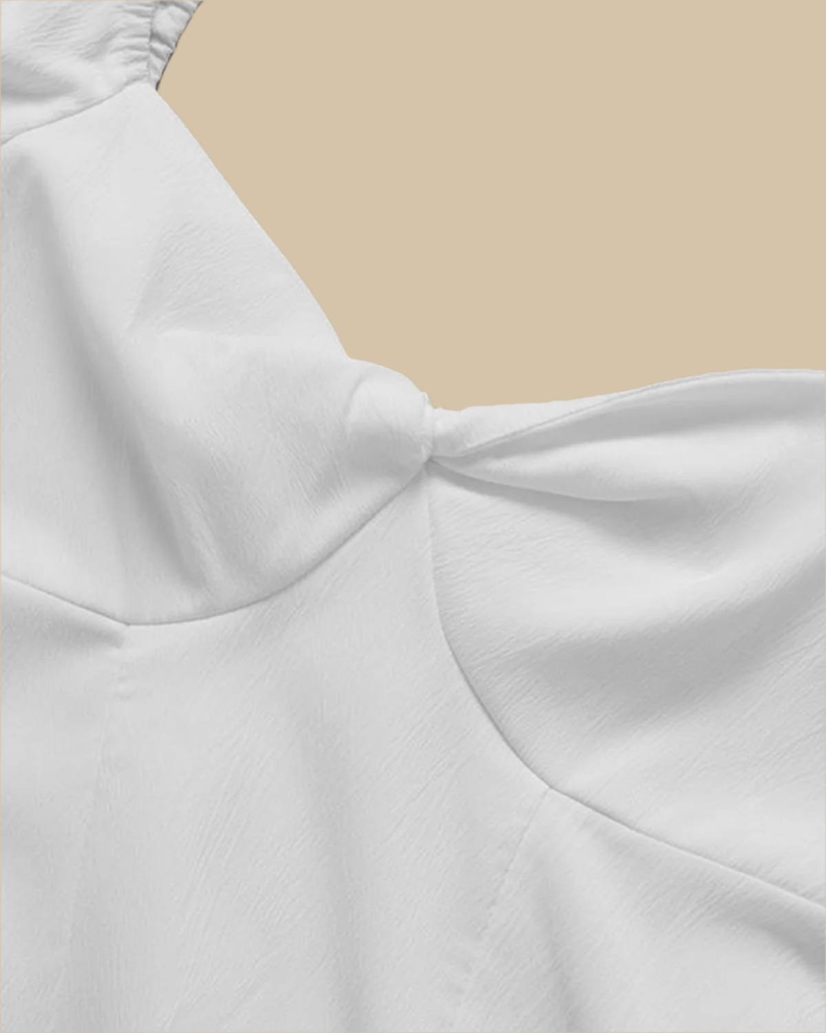 Adeline White Crepe Dress with Puff Sleeves