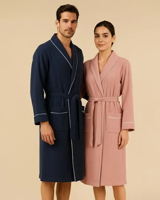 Men's Muslin Robe Men’s Organic Cotton Muslin Robe | Breathable Soft Robe | ADKN