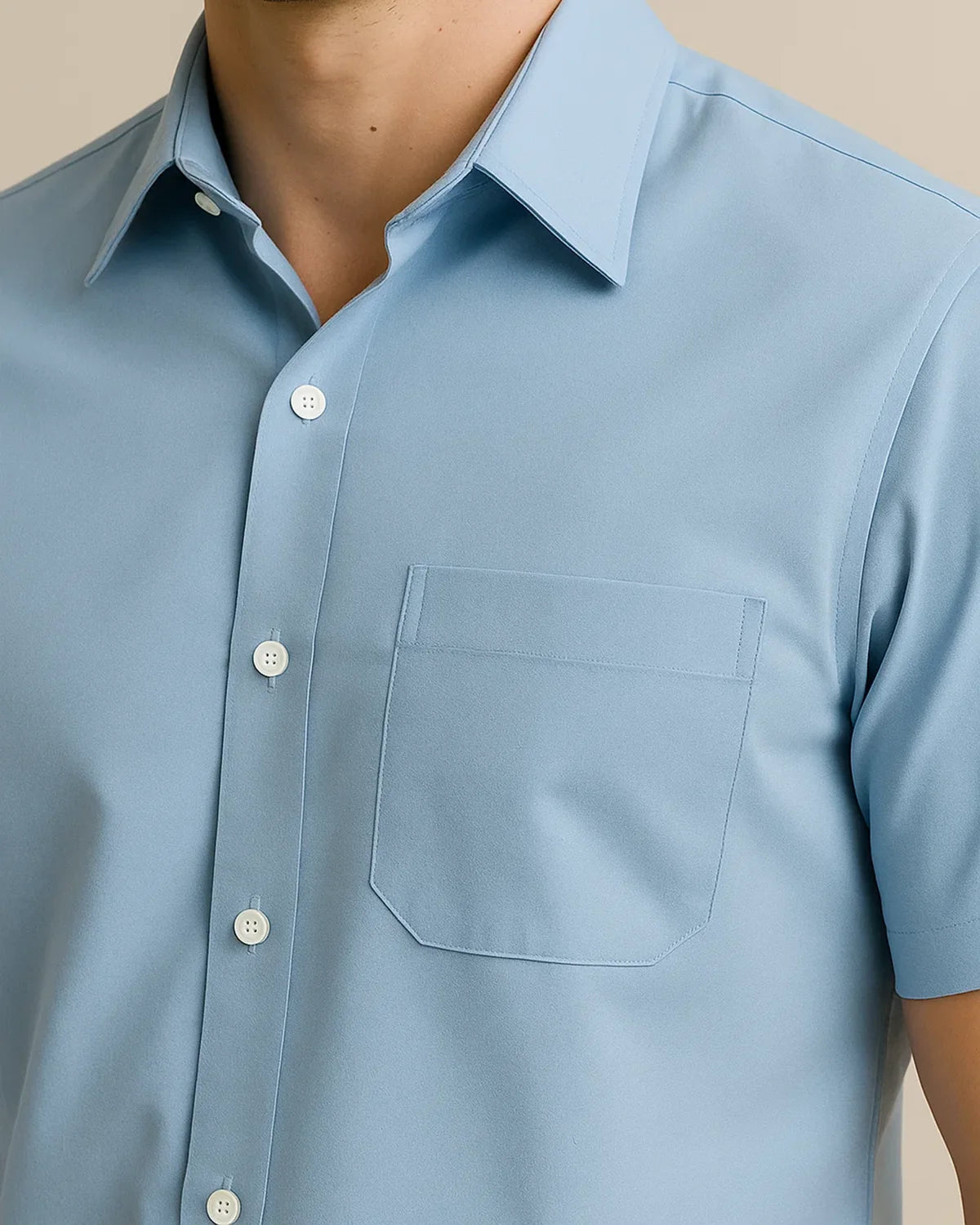 Close-up texture of sky blue bamboo blend – lightweight and sustainable weave