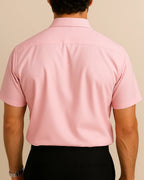 Back view of dusty pink bamboo shirt – Elston Petal soft sustainable shirt for men