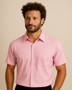 Pink men’s short sleeve bamboo shirt – breathable and smart dusty rose summer shirt
