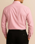 Back of dusty pink smart casual shirt – Elston Rose long sleeve bamboo shirt for men