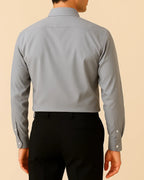Back shot of grey bamboo shirt – Elston Slate eco-conscious men’s shirt with clean lines