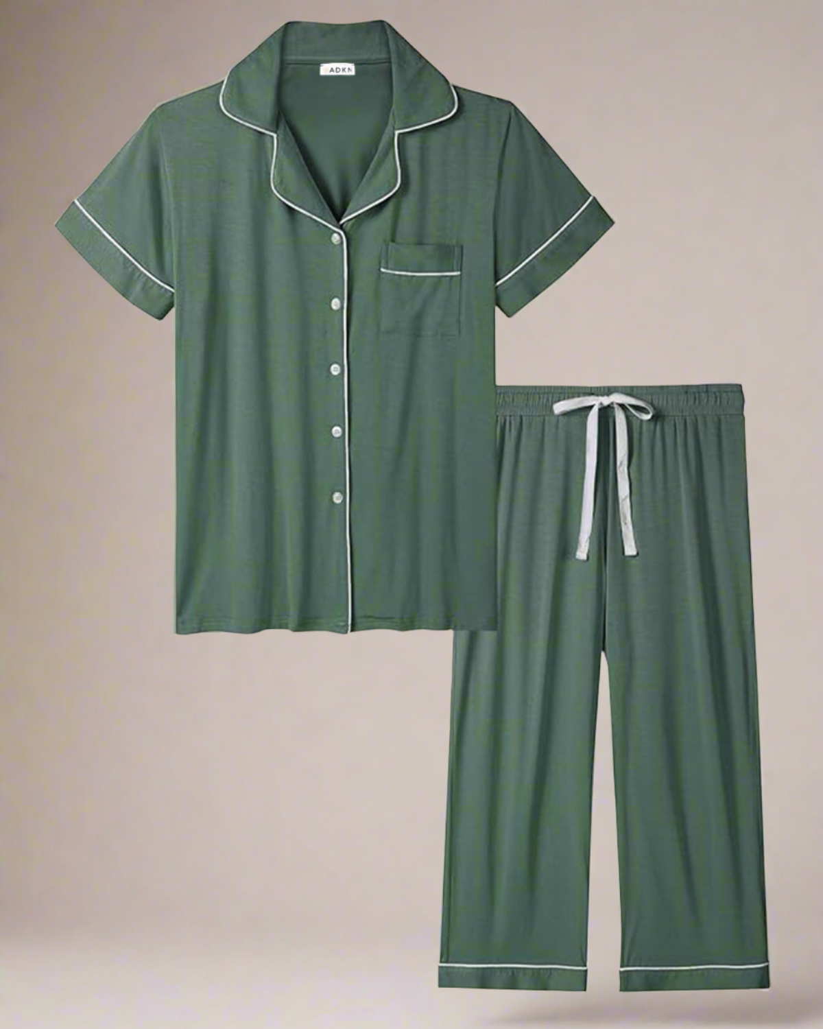 ADKN Bamboo Summer Cropped Pyjamas S / Olive Green