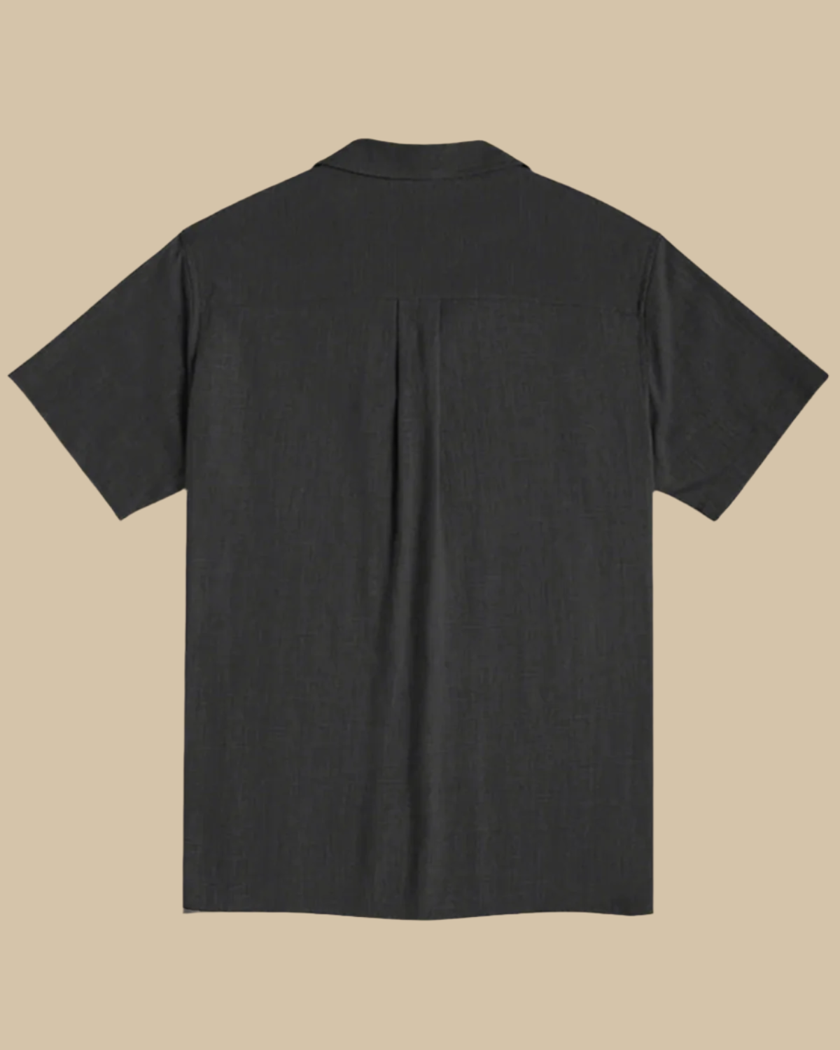 ADKN Men Black Cuban Linen Shirt - Short Sleeve Guayabera