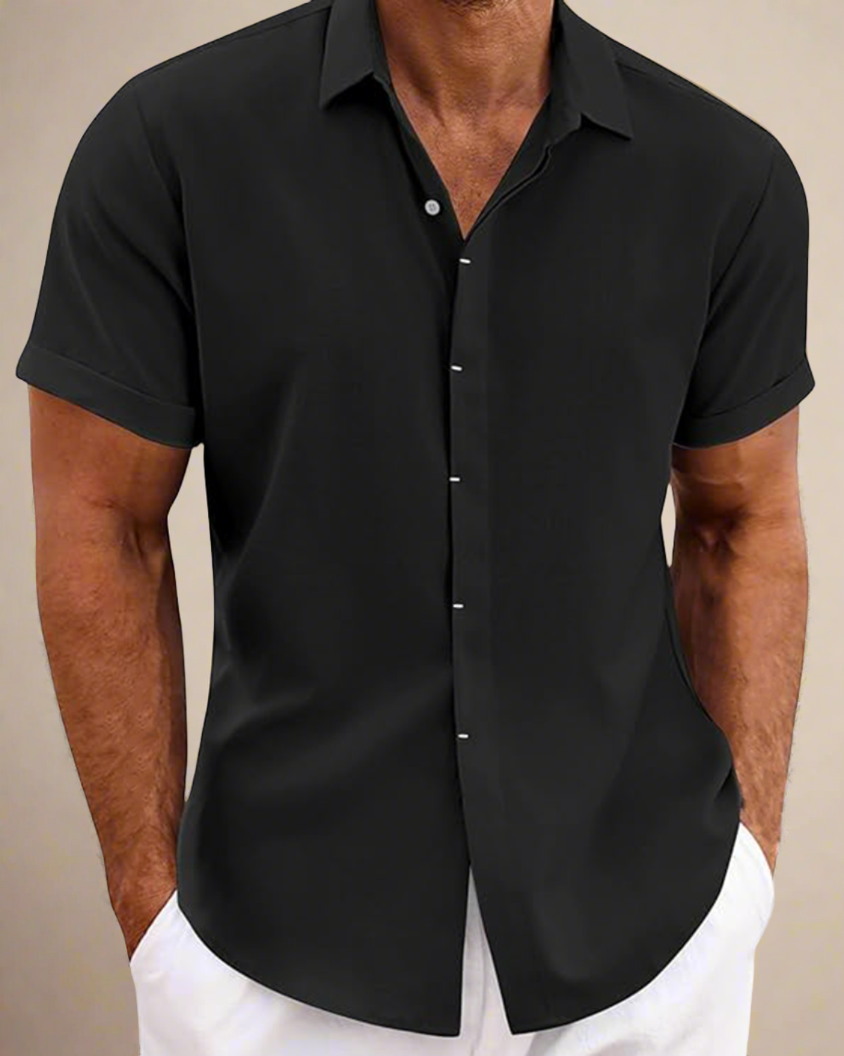 men-black-short-sleeve-rayon-and-linen-shirt-2