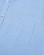 ADKN Men Button Down Blue Short Sleeve Shirt