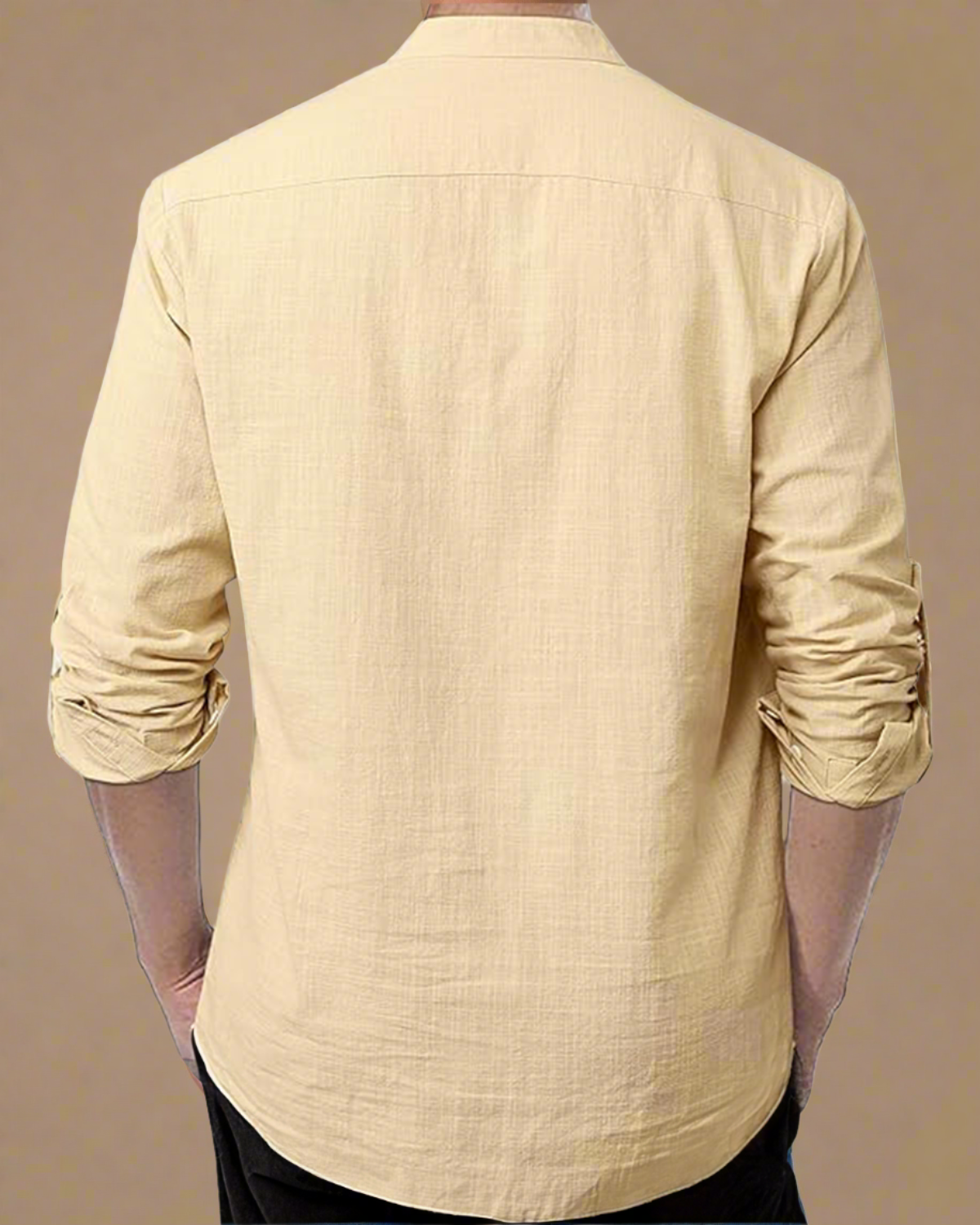 men-collarless-yellow-cotton-shirt-long-sleeve-3