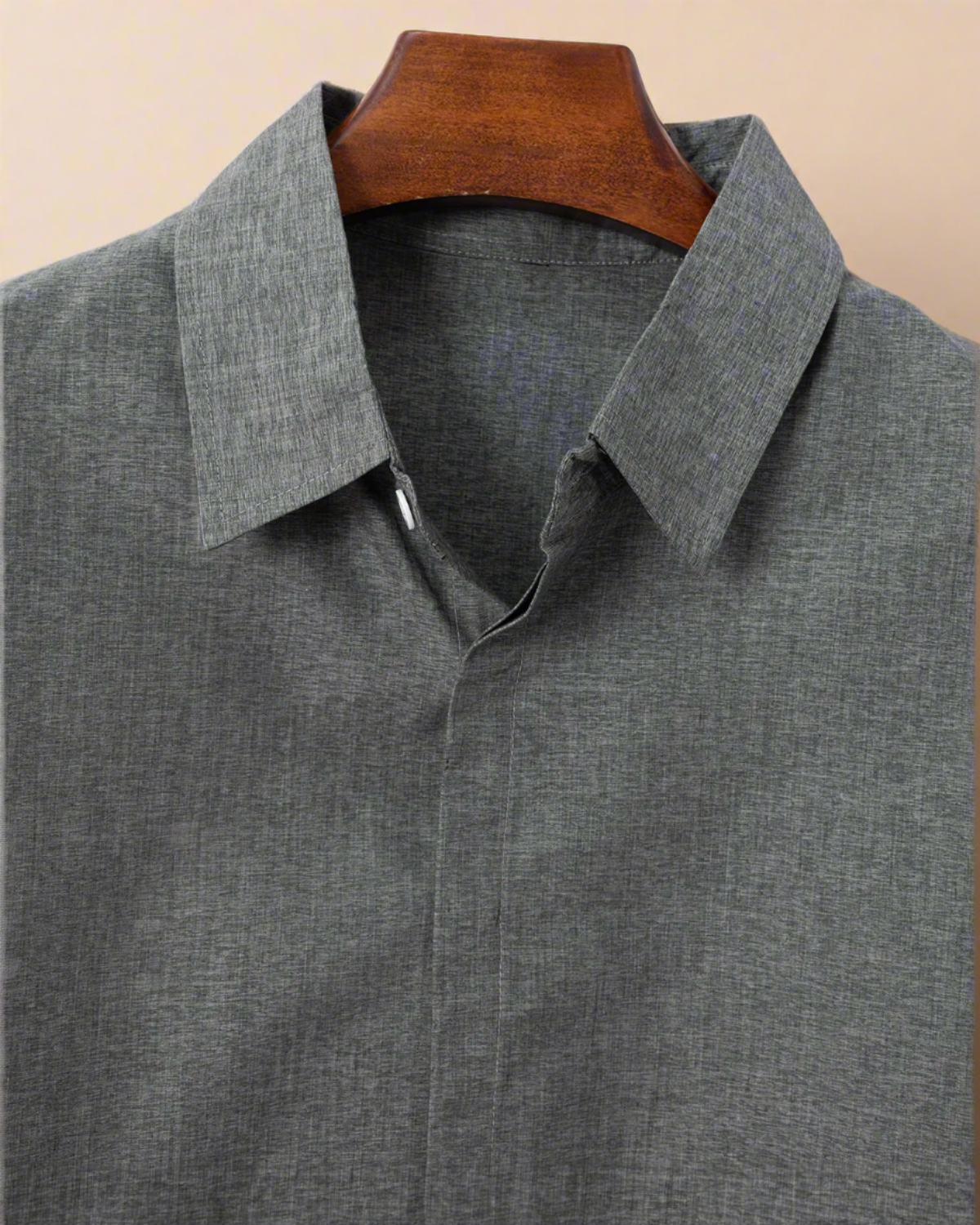 ADKN Men Grey Rayon and Linen Short Sleeve Shirt