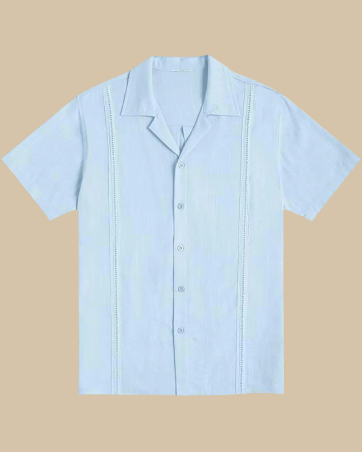 ADKN Men Linen Blue Cuban Shirt - Buttons Guayabera