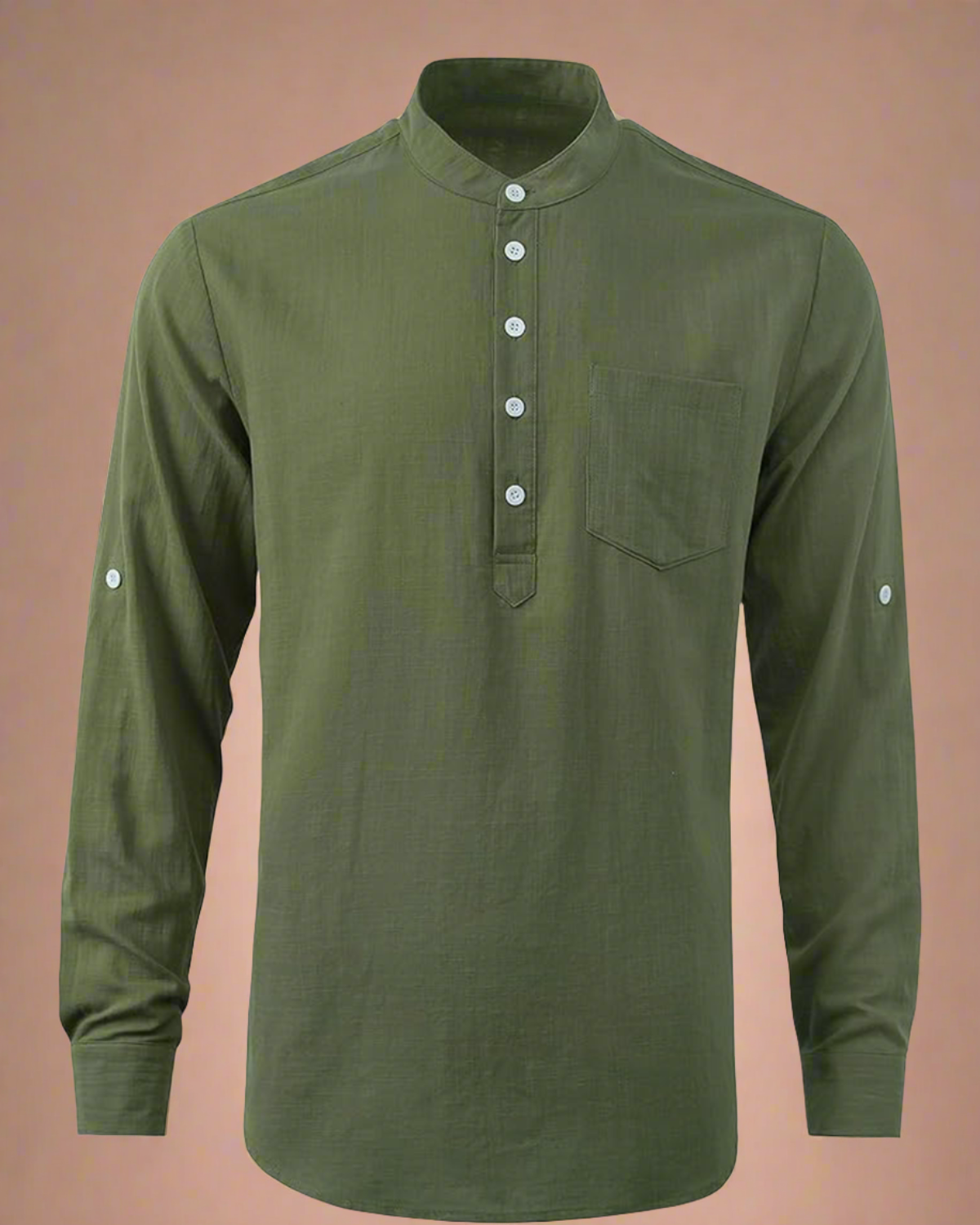 men-long-sleeve-green-grandad-collar-shirt-2