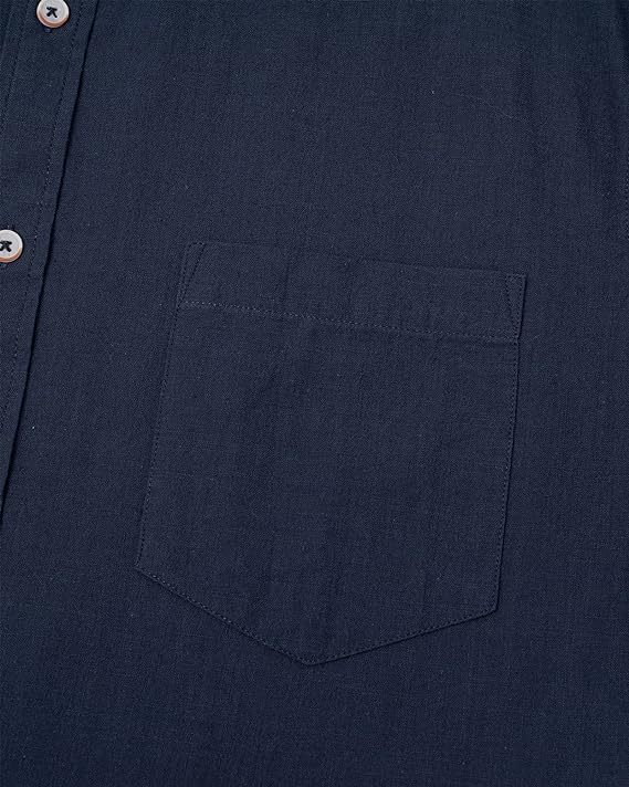 men-short-sleeve-navy-shirt-with-buttons-cotton-linen-blend-3