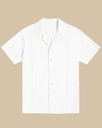 ADKN Men White Cuban Shirt - Guayabera Cuban Collar Shirt