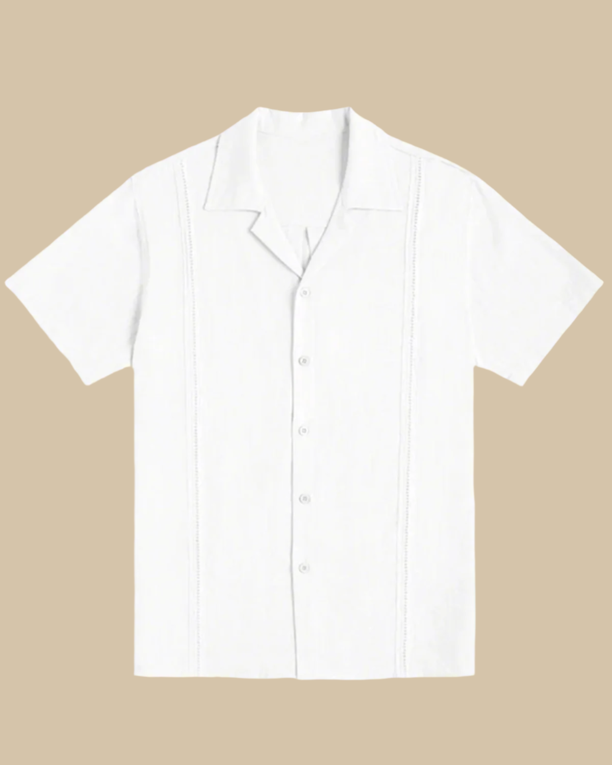 ADKN Men White Cuban Shirt - Guayabera Cuban Collar Shirt