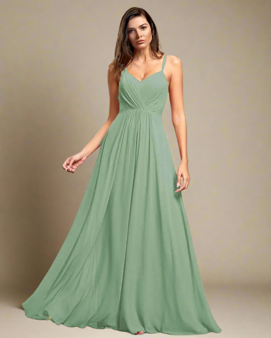 ADKN Odette Pleated Backless Burnt Orange Maxi Formal Dress XS / Sage Green