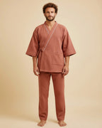 Cotton Quilted Kimono Set - Japanese Inspired Loungewear Set